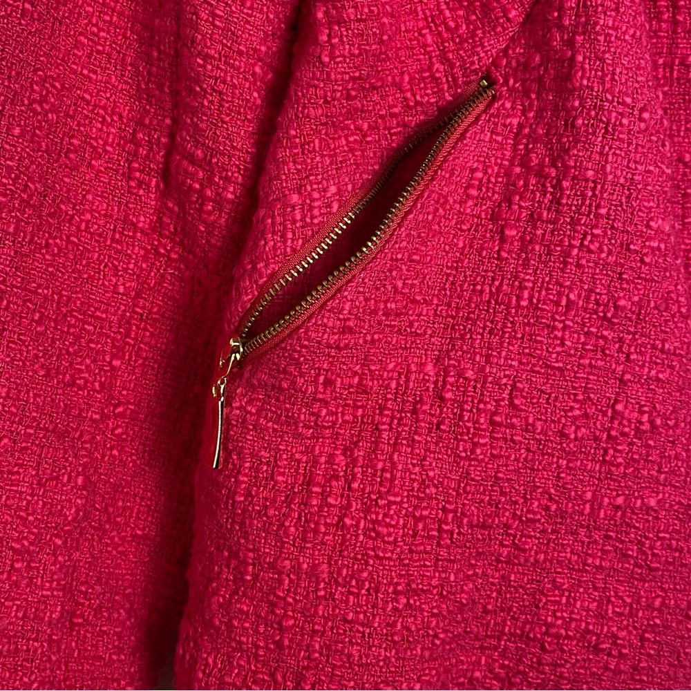 Alfani Blazer Women 14W Fuchsia Textured Gold Zip Open Front Layering Jacket - Picture 10 of 10